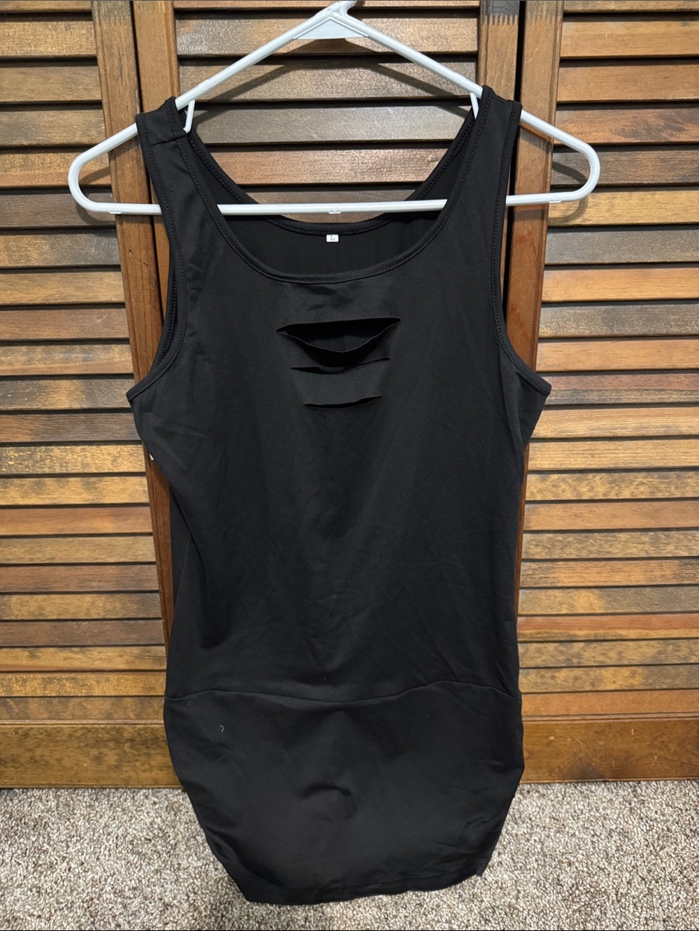 Black Women's Sleeveless Scoop Neck Tank with Front Cutouts